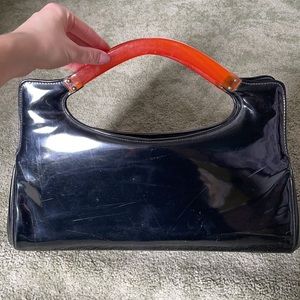 Vintage Lucite Handle Leather Bag